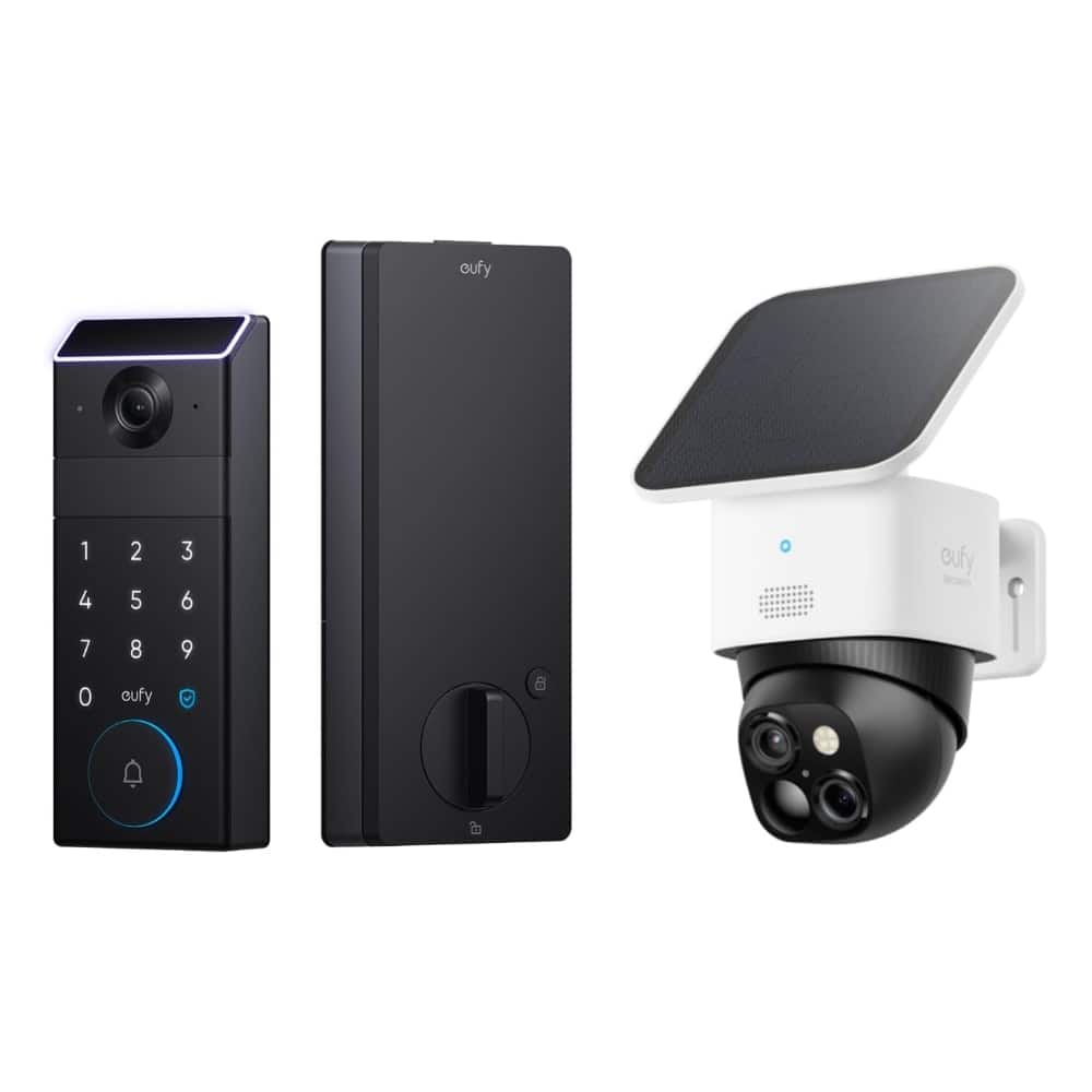 eufy - FamiLock S3 Smart Lock, SoloCam S340,Palm Vein Recognition,Keyless Entry Door Lock,Wi‑Fi Deadbolt+2K HDR Camera+Doorbell