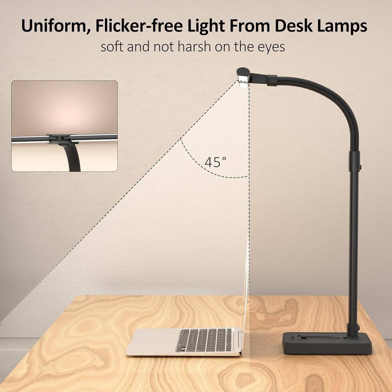 Uniform, Flicker-free Light From Desk Lamps  
soft and not harsh on the eyes