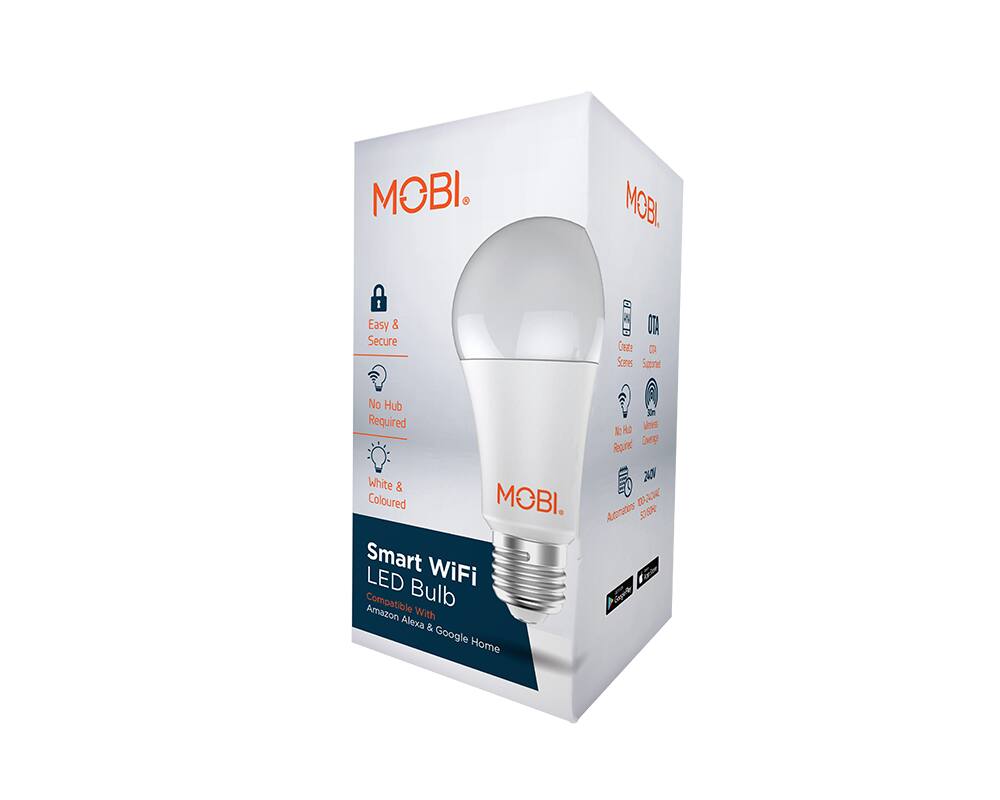 MOBI Smart WiFi LED Bulb

- Easy & Secure
- No Hub Required
- White & Coloured
- Compatible with Amazon Alexa & Google Home

MOBI 1