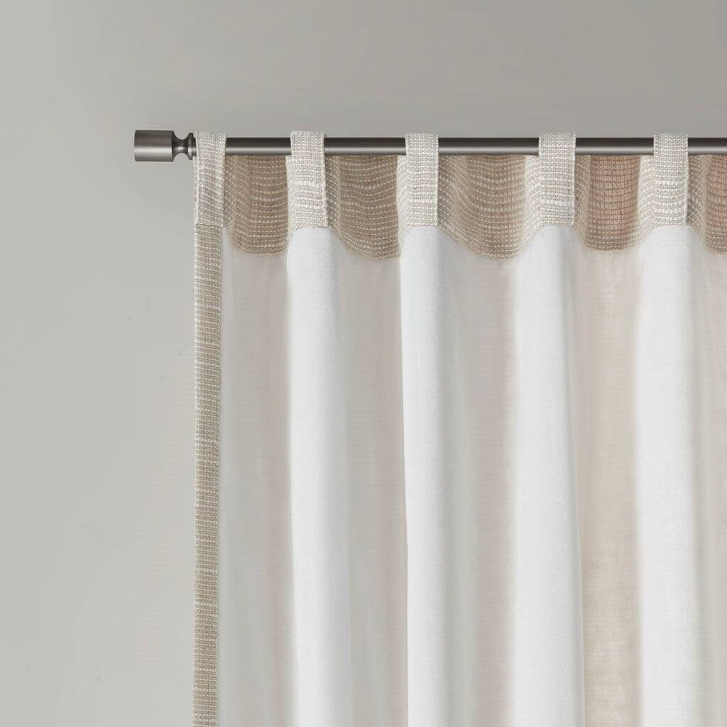 Angle. BreeBe - Faux Linen Rod Pocket and Back Tab Fleece Lined Curtain Panel(Only 1 Pc Panel) - Natural.