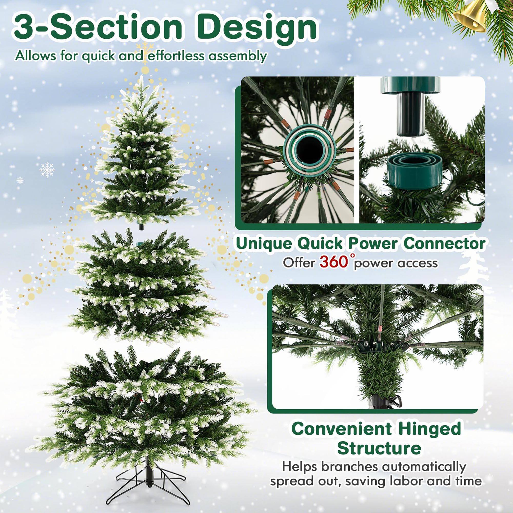 3-Section Design  
Allows for quick and effortless assembly  

Unique Quick Power Connector  
Offer 360 power access  

Convenient Hinged Structure  
Helps branches automatically spread out, saving labor and time