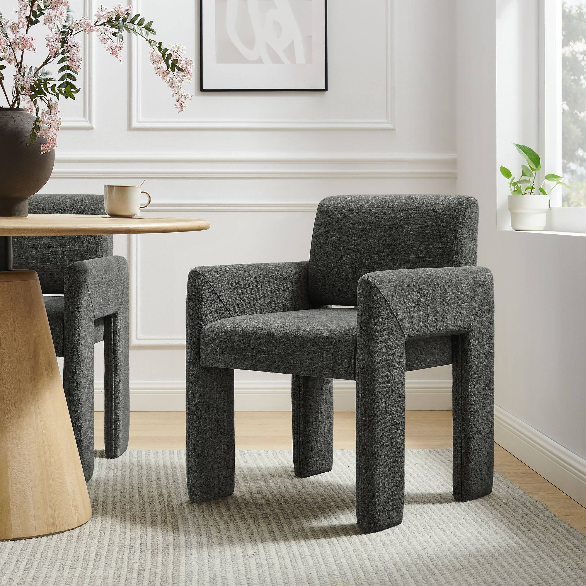 Front. Modway - Daven Upholstered Dining Chair by Modway - Charcoal.