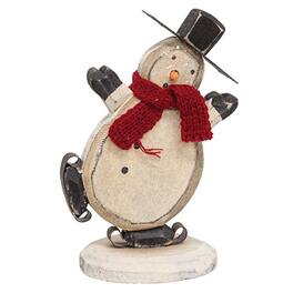 BreeBe - Distressed Chunky Wooden Ice Skating Snowman - Black, White