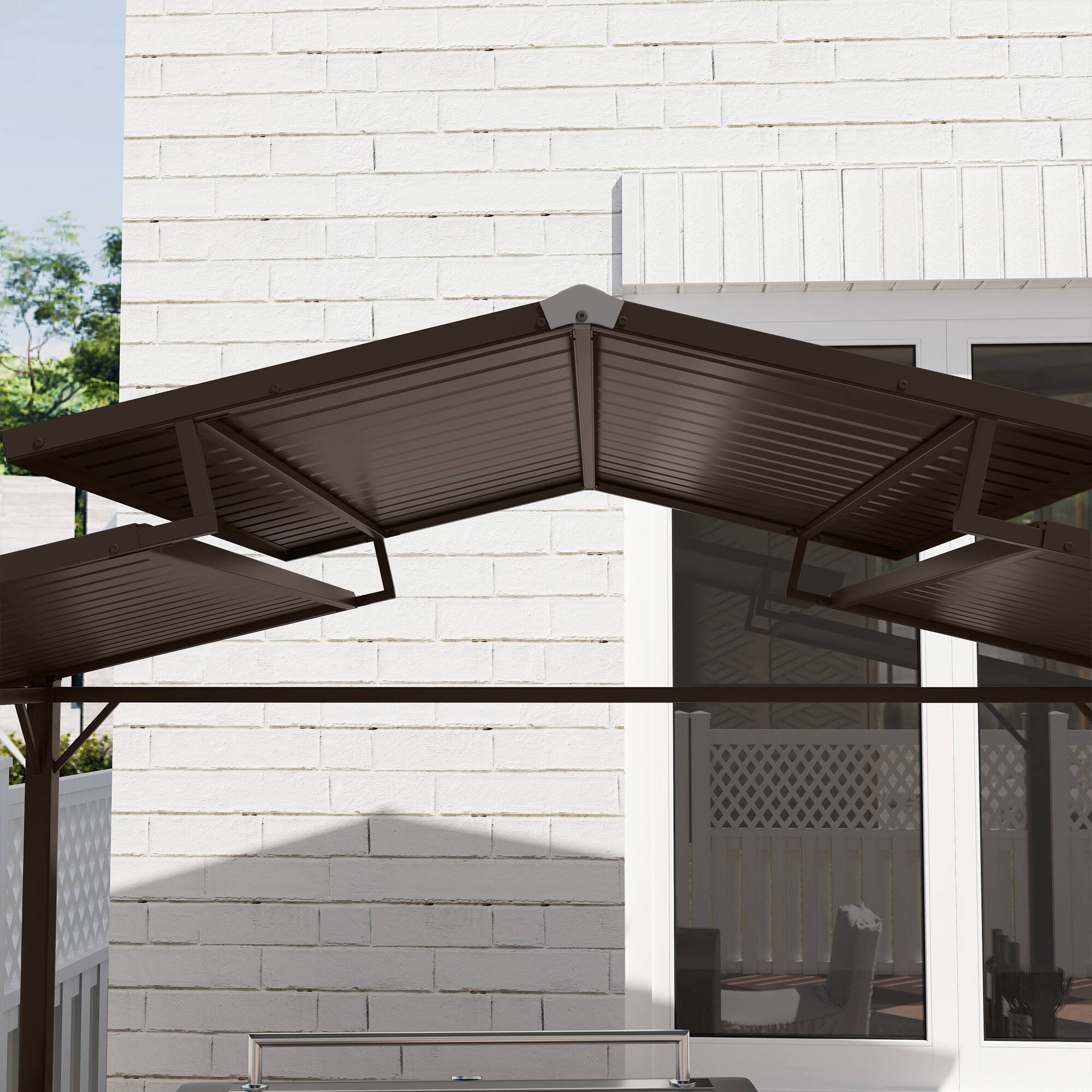 Alt View 7. Outsunny - x 5ft Hardtop Grill Gazebo with Double Metal Roof - Brown.
