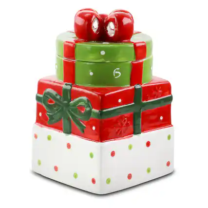 Front. Gibson - Gibson Home Christmas Estate 7.5 Inch Gift Box Holiday Cookie Jar - Multi-color.