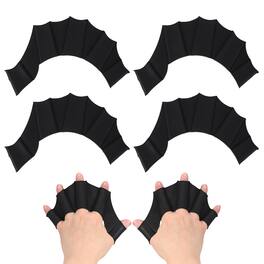 Unique Bargains - Silicone Swimming Gloves, Webbed Gloves Half-Finger Frog Type Water Resistance Swim Fins, 11"x6" 2 Pair - Black