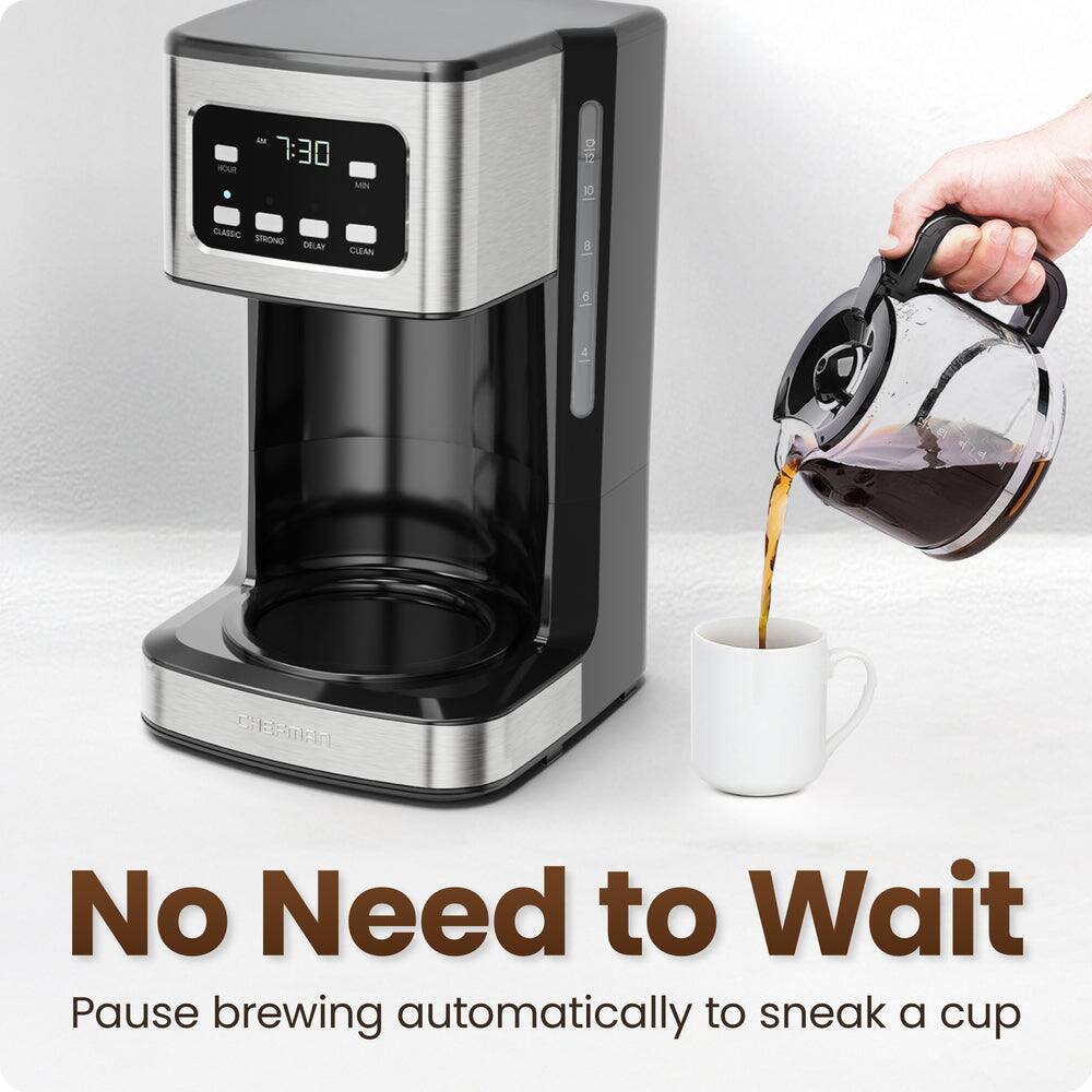 - 7:30 AM
- MB
- CLASSIC STRONG DELAY CLEAN
- DIS 10
- I I 5 4
- a
- No Need to Wait
- Pause brewing automatically to sneak a cup