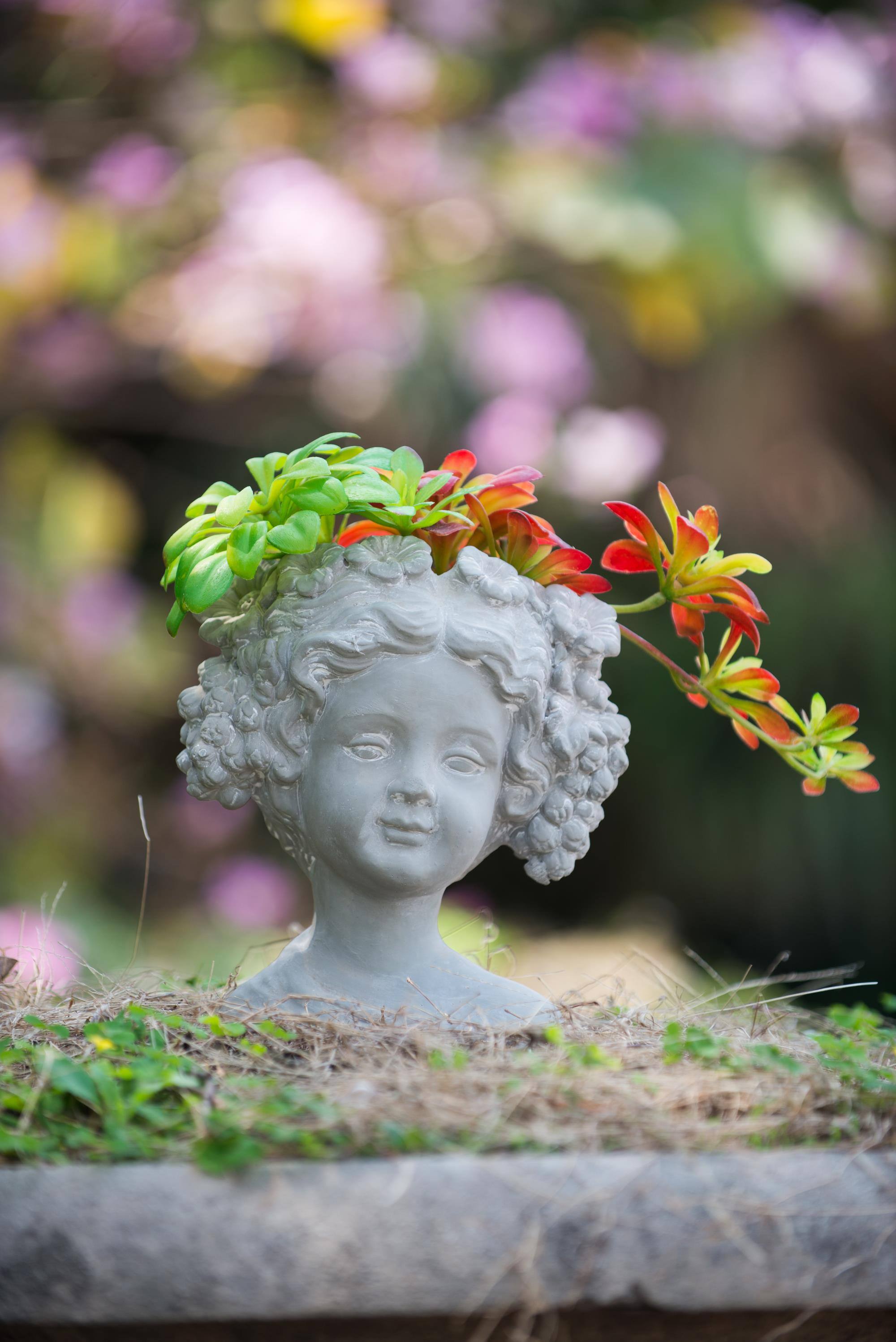 Alt View 1. Boyel Living - Cement Bust Wall Planter Indoor Outdoor Home Garden.