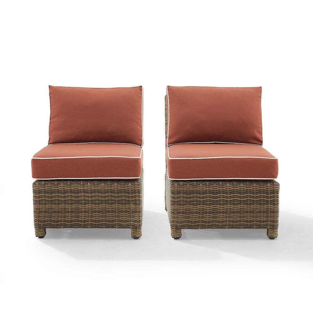Angle. Crosley Furniture - Bradenton 2Pc Armless Wicker Outdoor Chair Set - 2 Armless Chairs - Sangria.