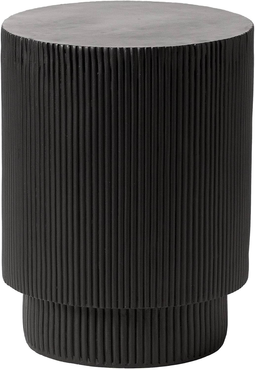 Alt View 2. LeisureMod - Eden Modern Stone Top Round Side Table, Indoor/Outdoor Weather Resistant Accent Table, Fully Assembled - Black.