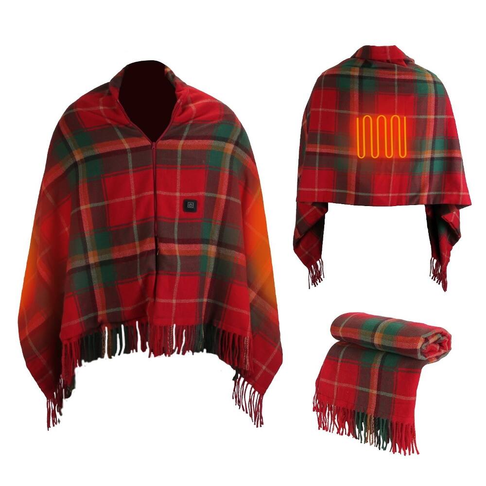 Alt View 2. Loheer - Loheer USB Heated Shawl with Zipper Wearable Heating Blanket 77x24 Inch - Christmas.