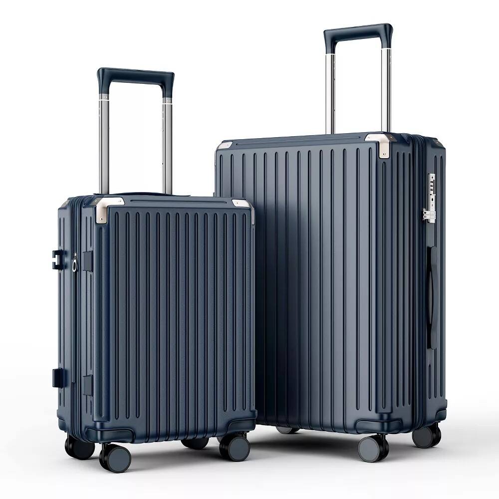 Front. SKONYON - 20 and 24 Inch 2 Piece Expandable Hardside Luggage Set with TSA Lock, Spinner Wheels, and Aluminum Handle - Blue.