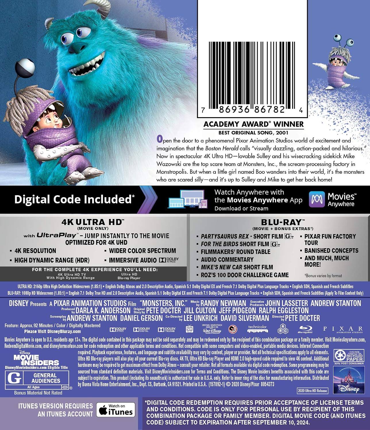 Alt View 1. Monsters, Inc.   - 4K Blu-Ray.