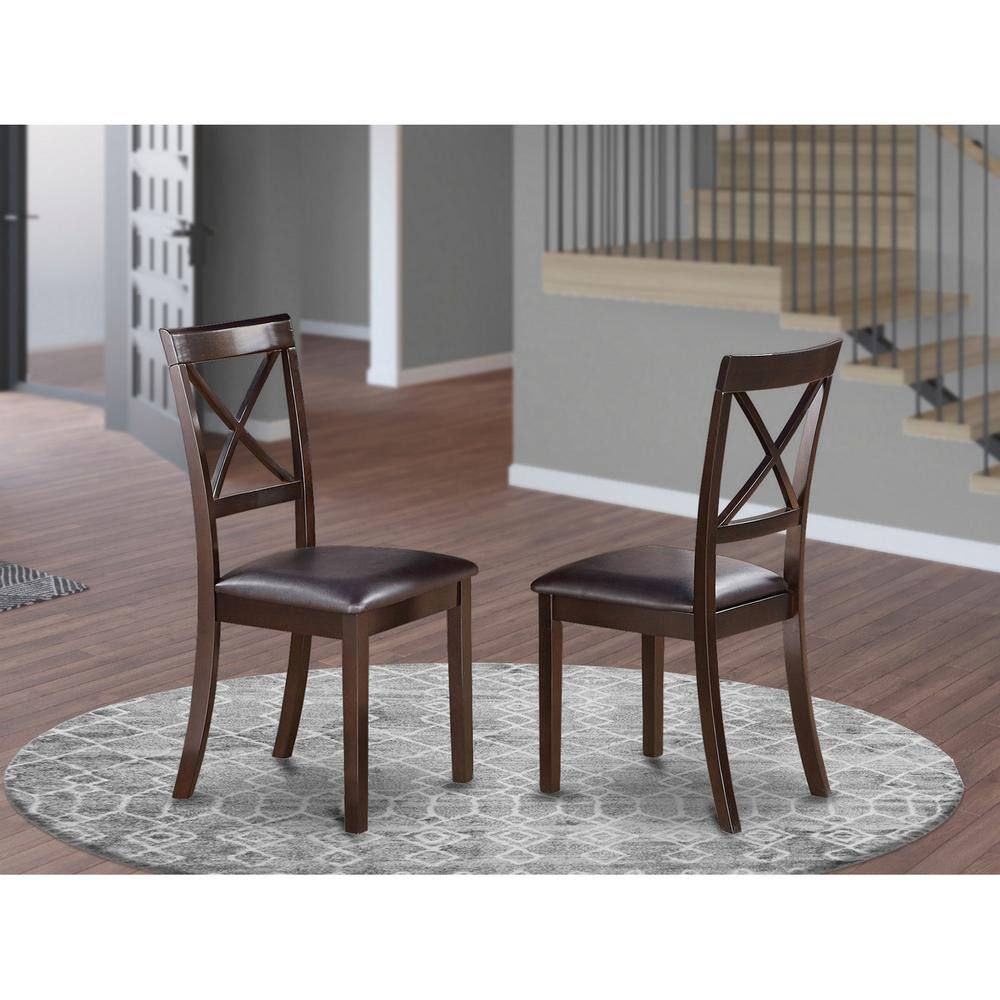 Left. East West Furniture - Boston X-Back Chair for dining room with Faux Leather Upholstered Seat - Cappuccino.