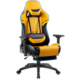 Dowinx - Ergonomic Gaming Chair with Massage Lumbar Support, Office Chair Big and Tall with Pocket Spring Cushion for Adults - Yellow