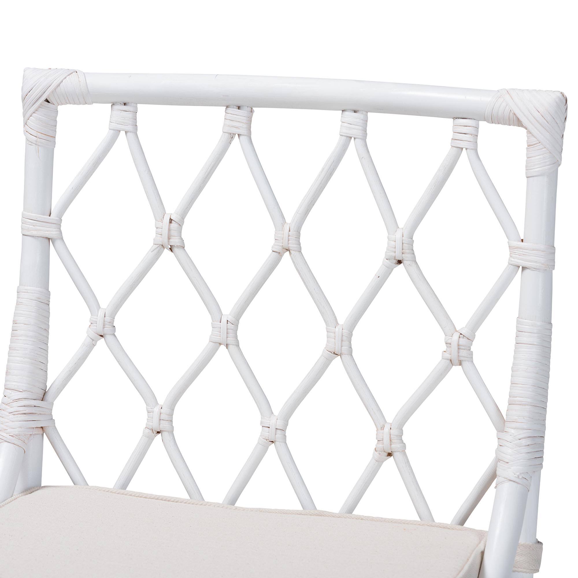 Alt View 1. bali & pari - Carwyn Bohemian Rattan Dining Chair - White.