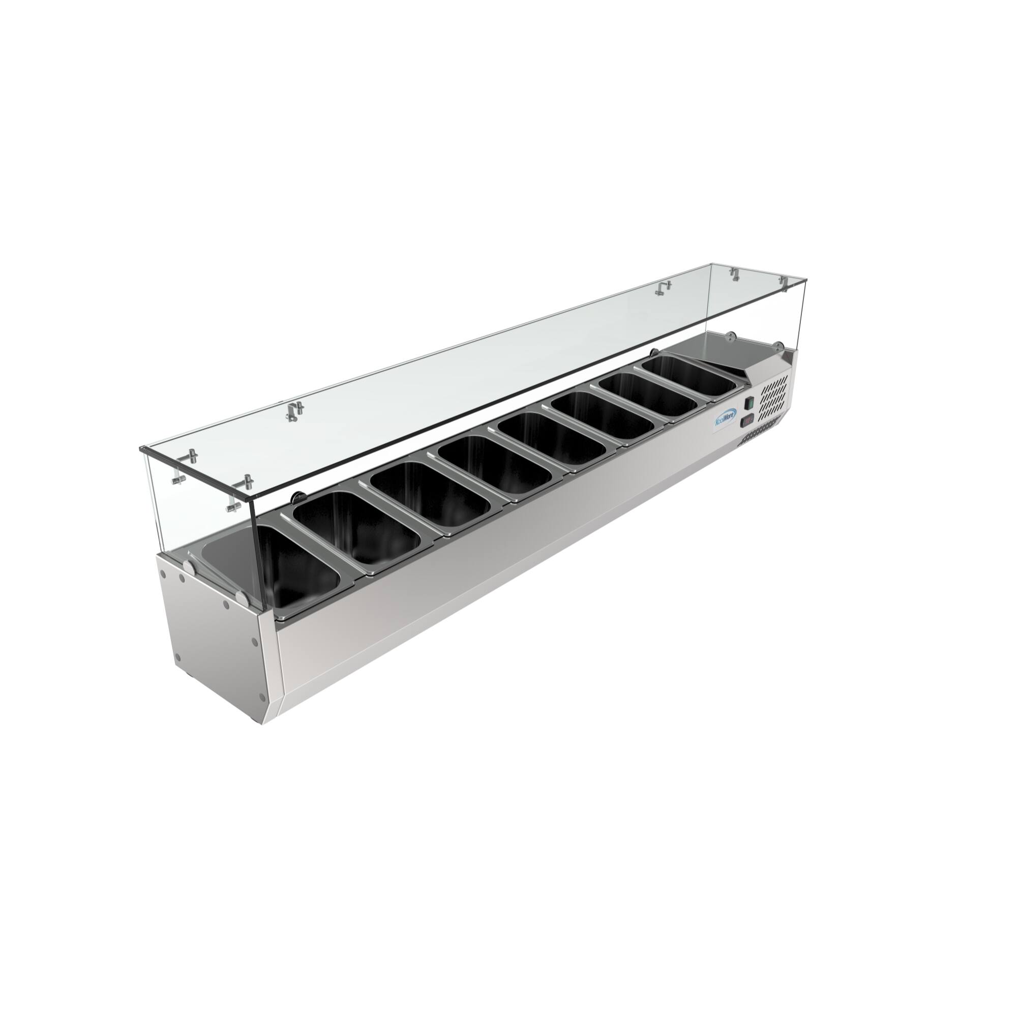 Alt View 1. Koolmore - 71 in. Eight Pan Refrigerated Countertop Condiment Prep Station - SCDC-8P-SG - Stainless-Steel.
