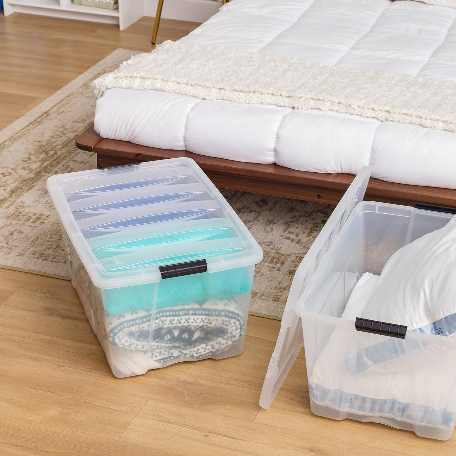 IRIS USA IRIS 94 Qt Stackable Plastic Storage Bins with Lids and ...