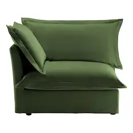 Ropilly - Green Chenille Sofa Single Seat Sofa with Removable Covers and Pillow - Green