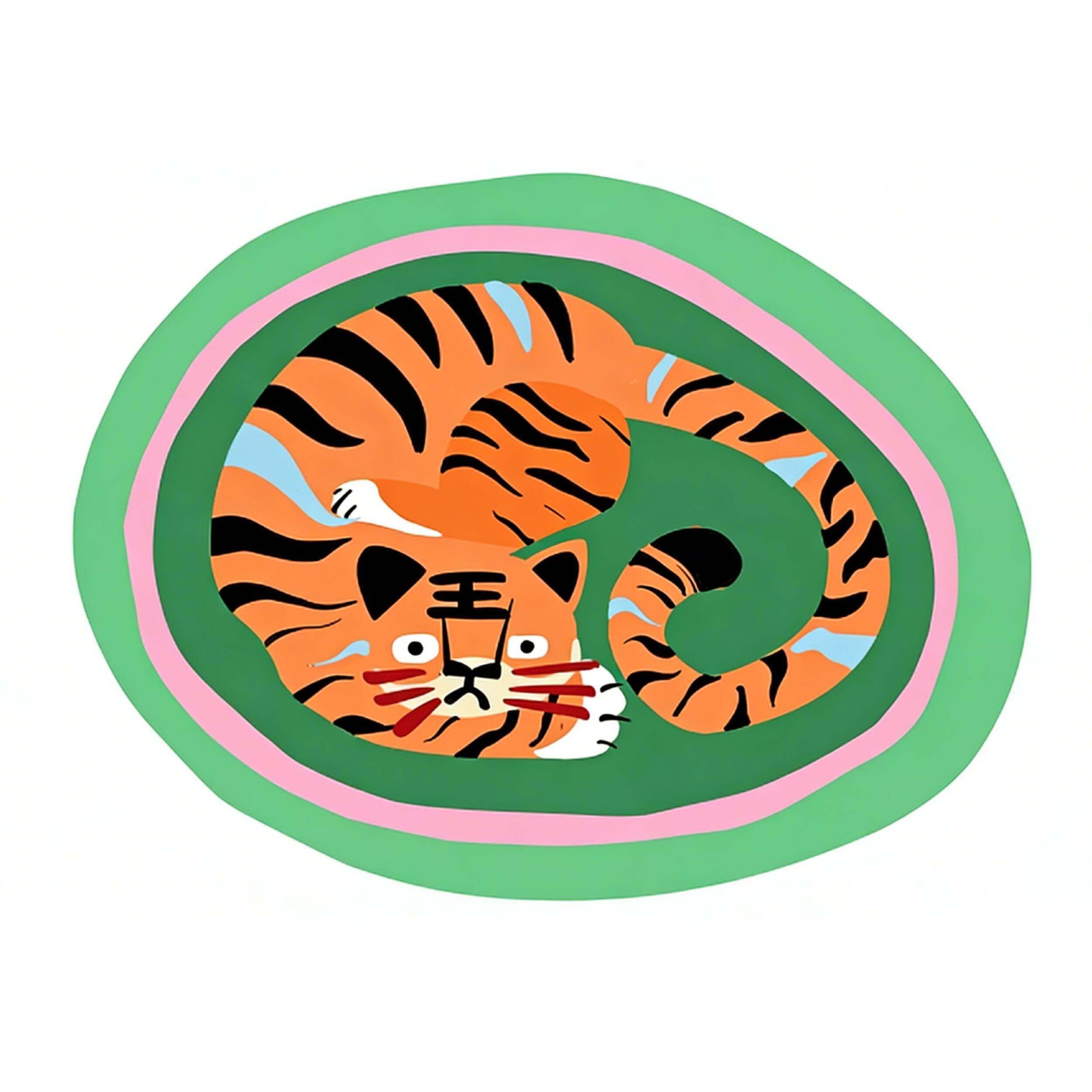 Alt View 3. Lanyspace - 3'x5' Area Rug, Washable Rugs, Non-Slip and Tear-Resistant Soft Carpet, Green Base Oval Tiger Area Rug for Home Decor - Multicolor.
