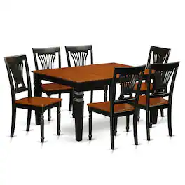 East West Furniture - 7 Pc Dining Room set with a Dining Table and 6 Wood Kitchen Chairs in Black - Black & Cherry