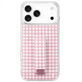 Walli Cases - iPhone 17 Pro Max Phone Case with Wallet and Finger Strap - Blushing Gingham