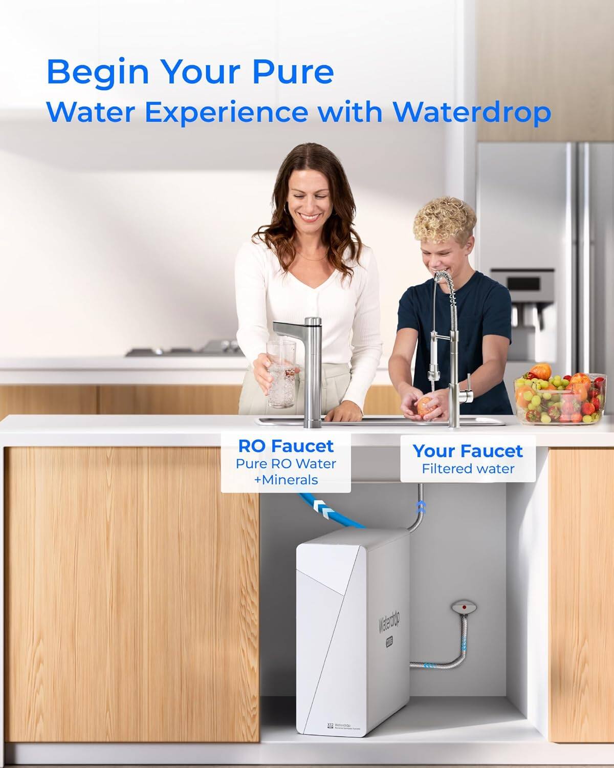 Begin Your Pure Water Experience with Waterdrop

RO Faucet
Pure RO Water + Minerals

Your Faucet
Filtered water