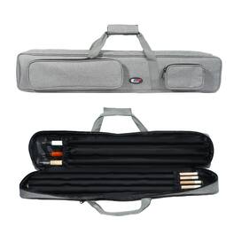 GSE Games & Sports Expert - Grey 3x4 Soft Pool Cue Case Billiard Pool Cue Stick Carrying Bag- Holds 3 Butts and 4 Shafts - Gray