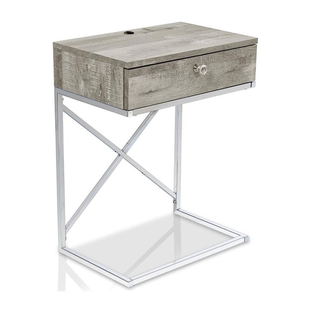 Angle. Furniture of America - Kylie Modern Wood 1-Drawer End Table - Light Gray.