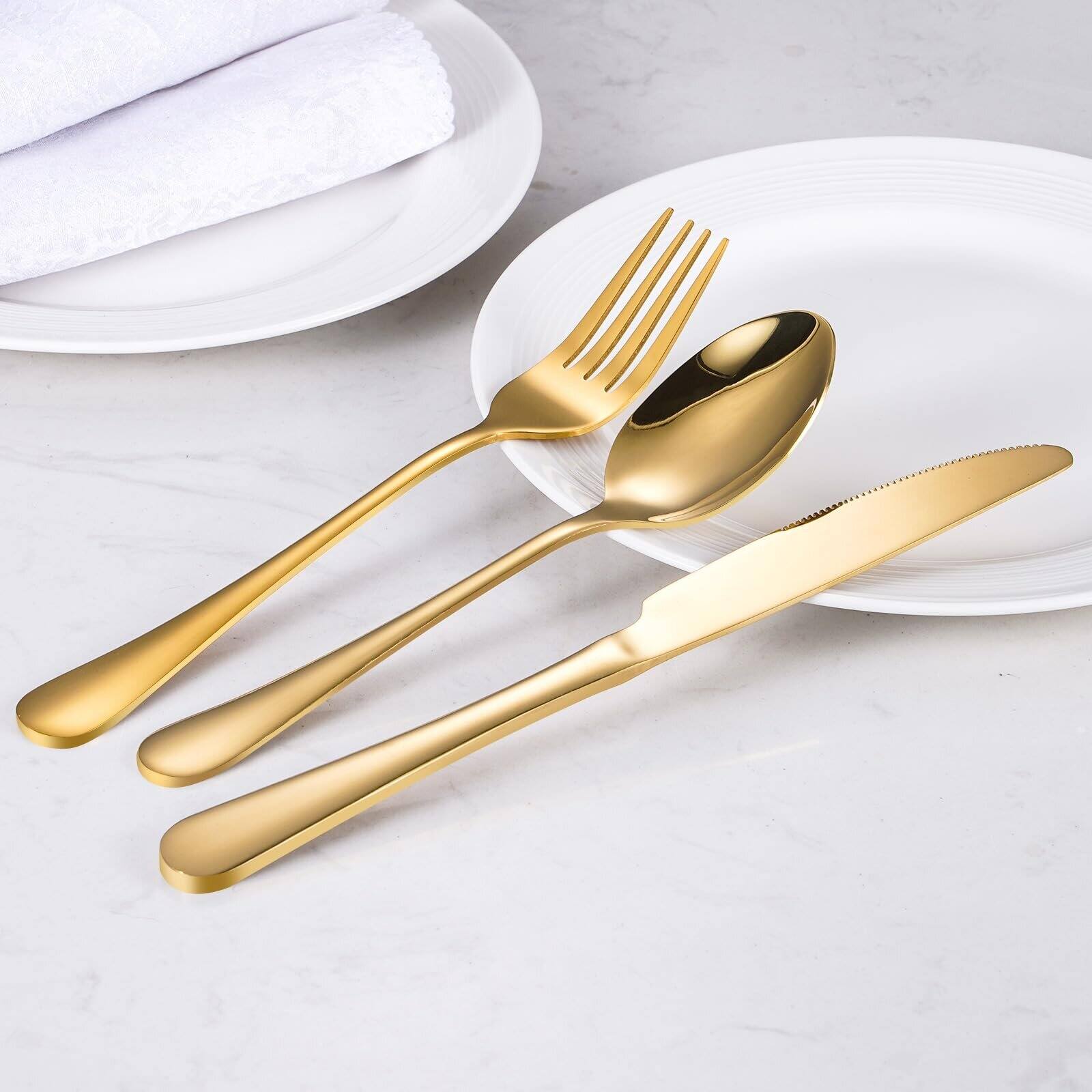 Alt View 1. Dazzed Corner - 60 Pcs Silverware Set,Flatware Cutlery Set Service for 20 - Gold.