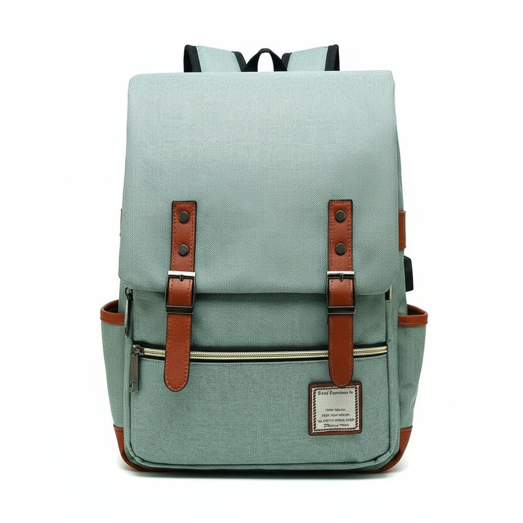 ZUQIETA - Vintage Slim Laptop Backpack College & Casual, Fits 15.6" Laptop - Green