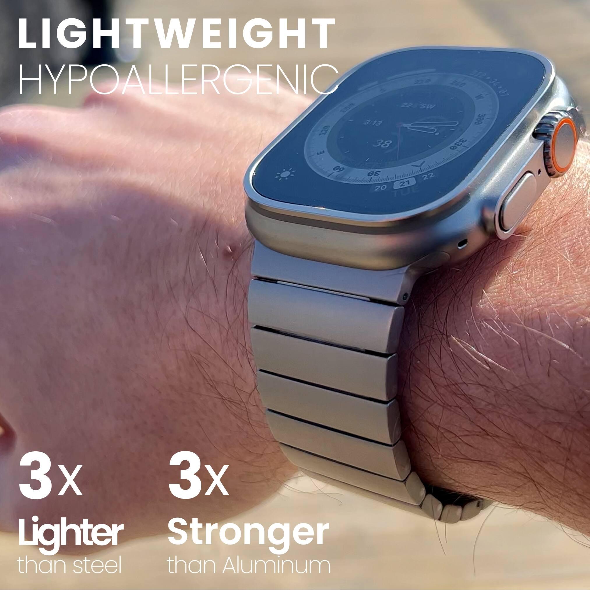 LIGHTWEIGHT  
HYPOALLERGENIC  

3x Lighter than steel  
3x Stronger than aluminum