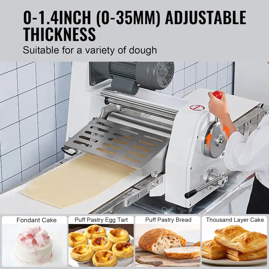 Fondant Making Machine VEVOR Commercial Dough Sheeter Machine, 19.7 Inch Reversible Puff ...
