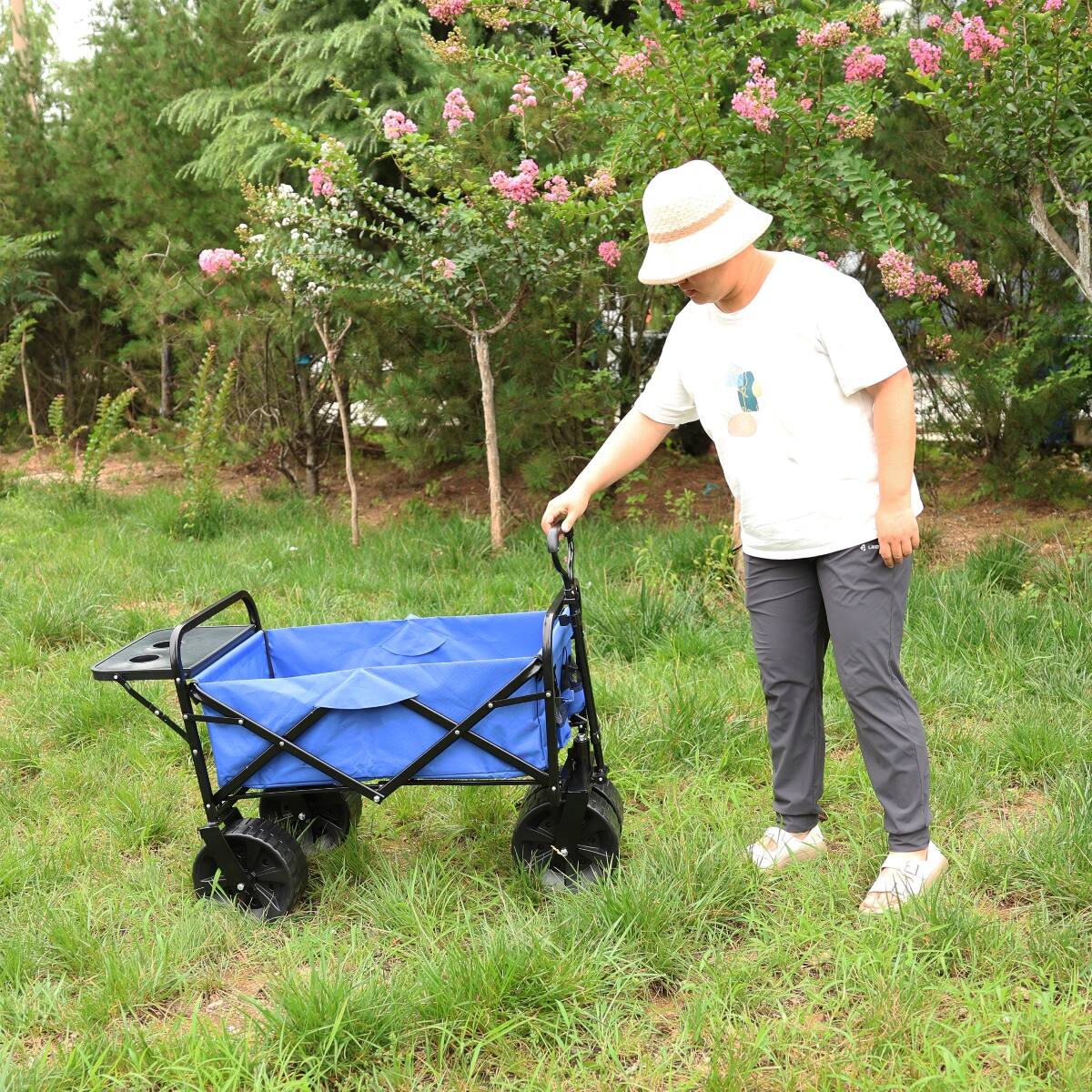 Alt View 10. Loheer - Loheer Folding Garden Wagon, Blue Collapsible Steel Utility Cart with 150 lb Capacity.
