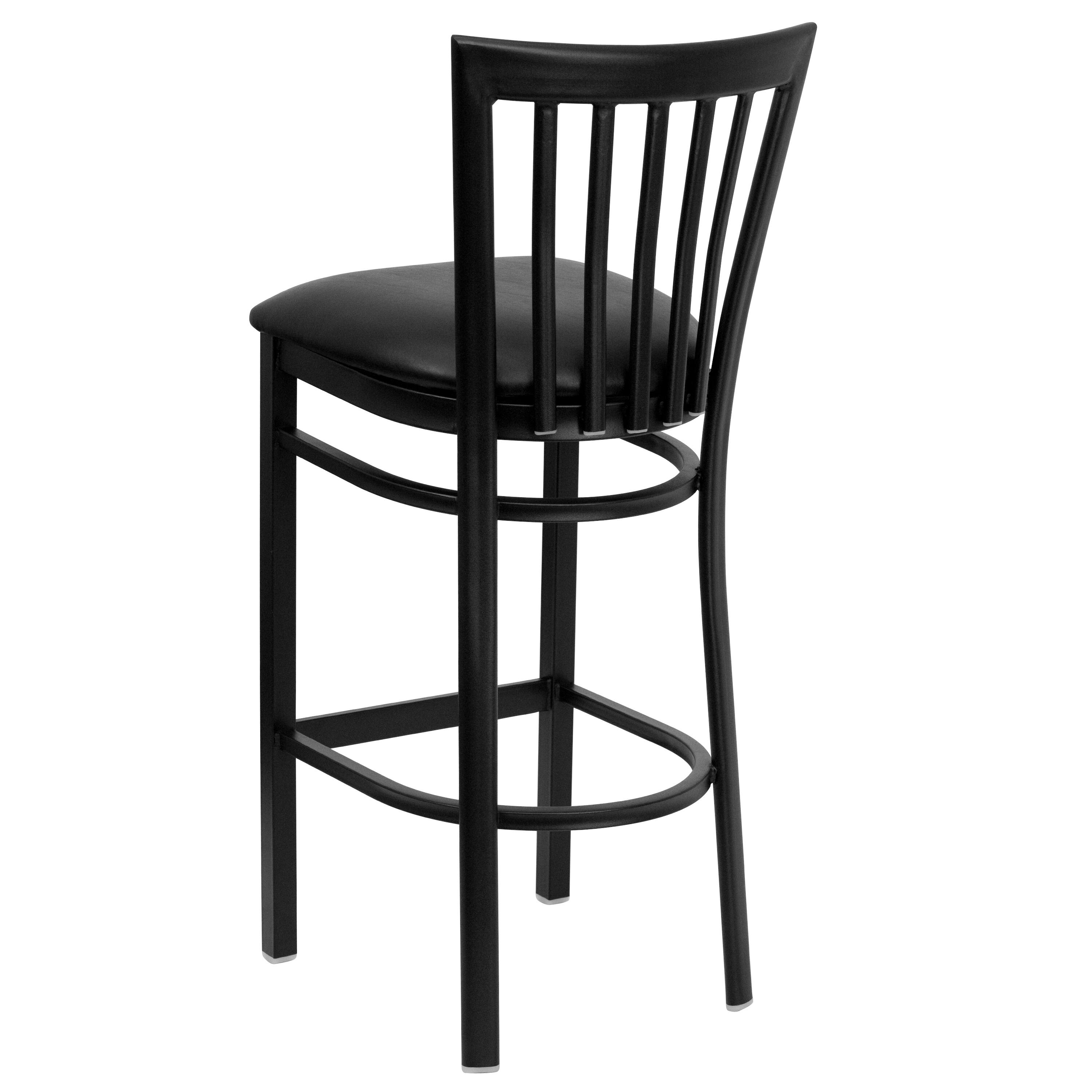 Alt View 5. Emma + Oliver - School House Back Metal Restaurant Dining Barstool - Black Vinyl Seat/Black Metal Frame.