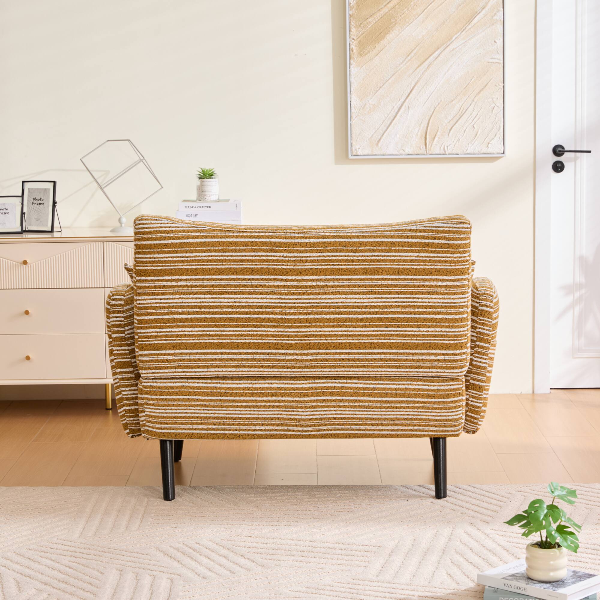 Alt View 9. GOODSILO - Modern Two-Seater Sofa with Ultra-Comfortable Armrests and Storage Pockets for Small Spaces - Mustard Yellow.