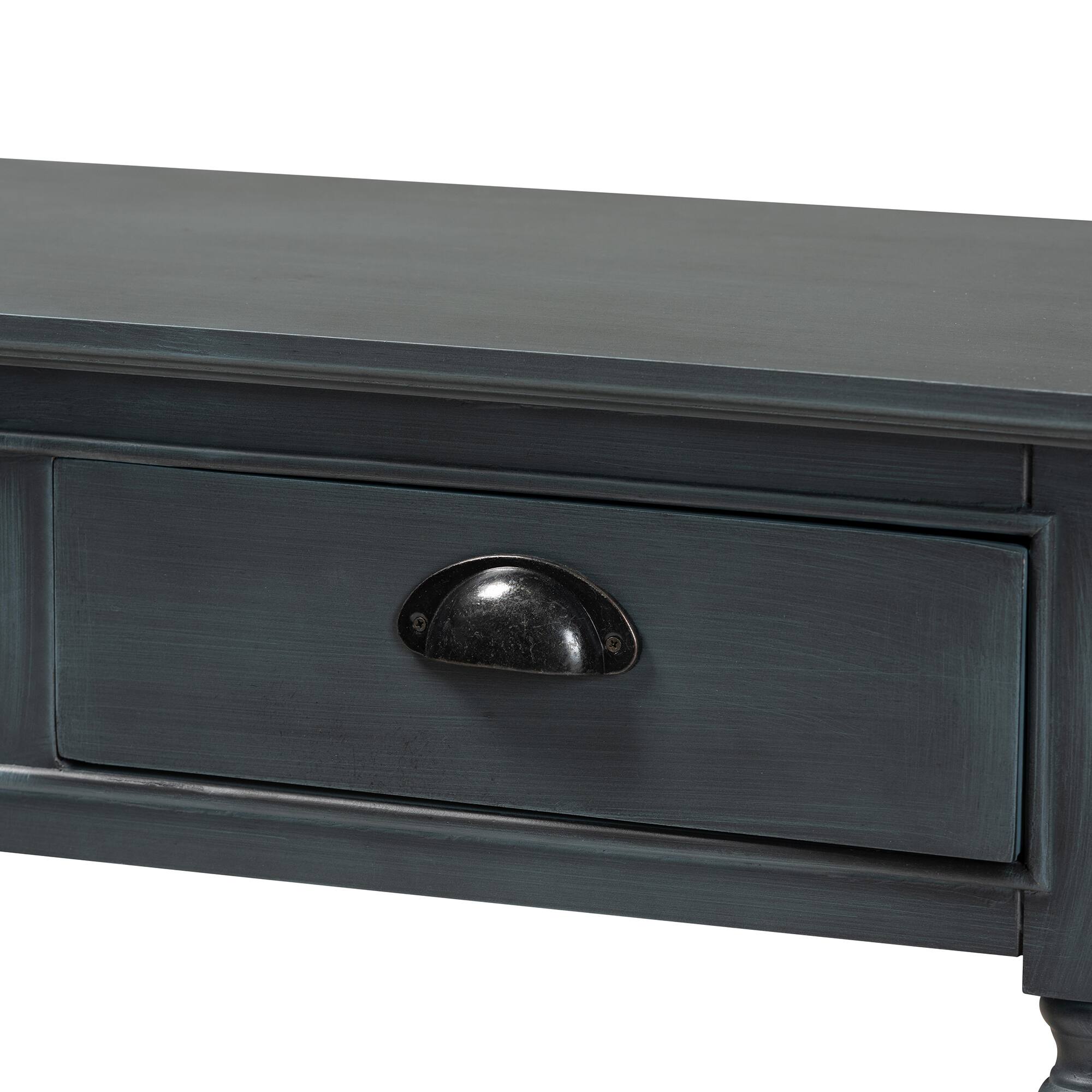 Alt View 1. Baxton Studio - Garvey French Provincial Dark Gray Wood 3-Drawer Entryway Console Table - Dark Blue Gray.