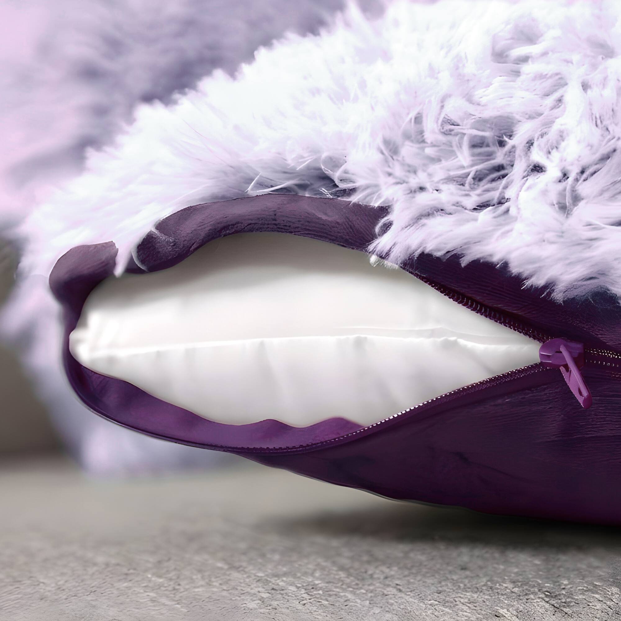 Alt View 1. Cheer Collection - Plush Shaggy Long Hair Faux Fur Accent Throw Pillows with Inserts, 18 x 18-Inch, Set of 2 - Purple Ombre - Purple.