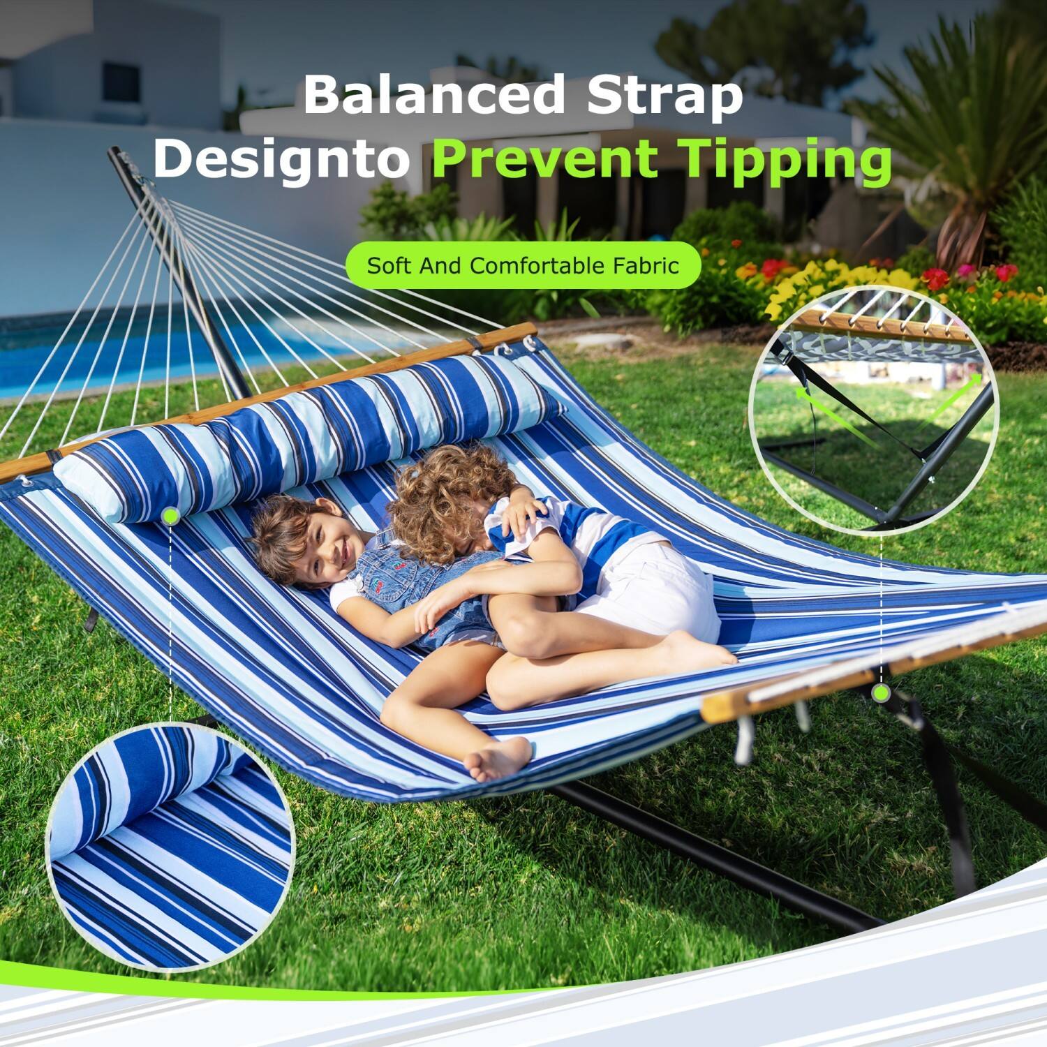 Balanced Strap Design to Prevent Tipping

Soft and Comfortable Fabric