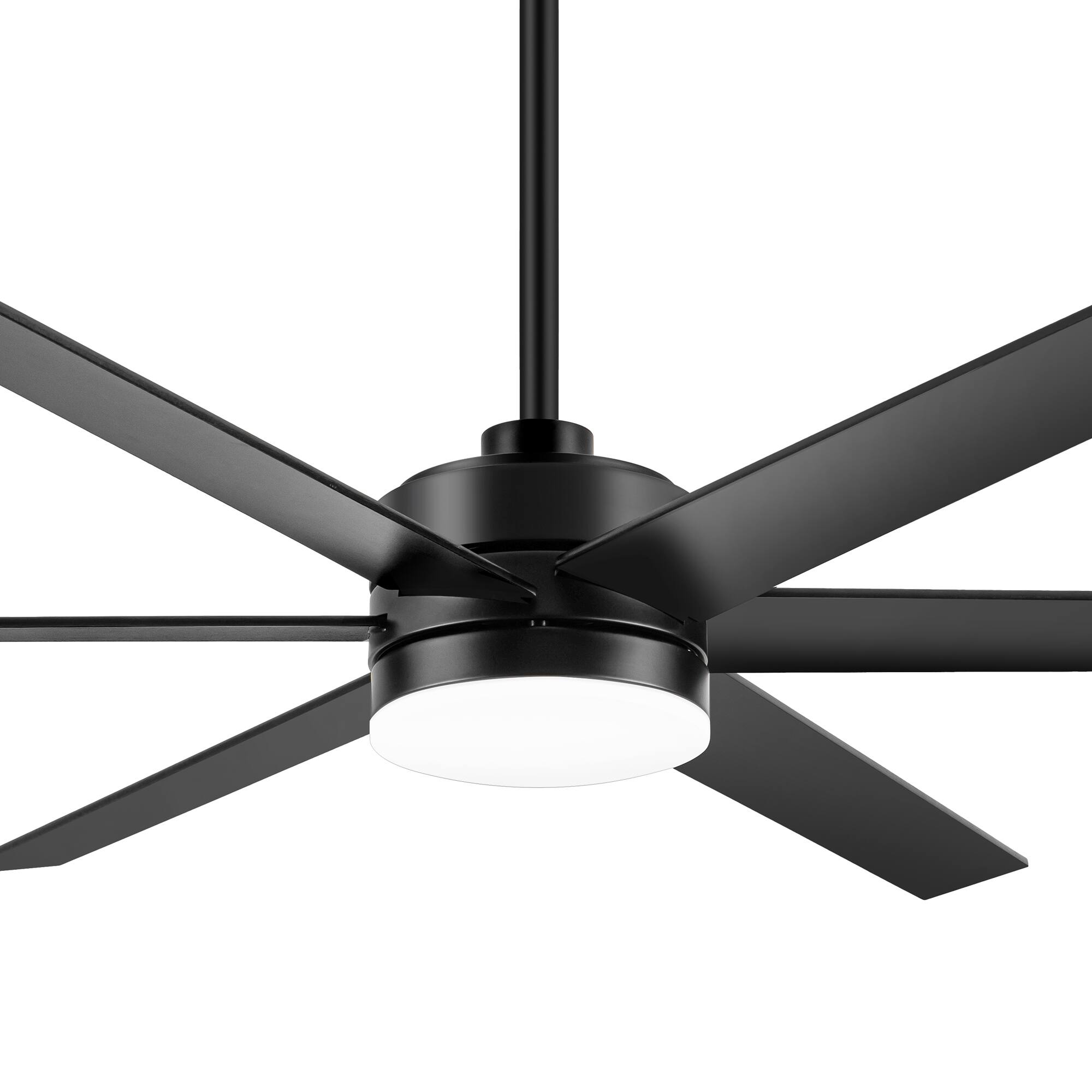 Left. Breezary - 65-In Ceiling Fan with 3-Color Light, 6 Plywood Blades, DC Motor, Remote Control, Timer with Memory Function - Matte Black.