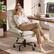 Front. Bestier - Office Cross-Legged Chair with Ergonomic Headrest, Flip-up Armrest & Adjustable Backrset for Home Office - Off-White PU Leather.