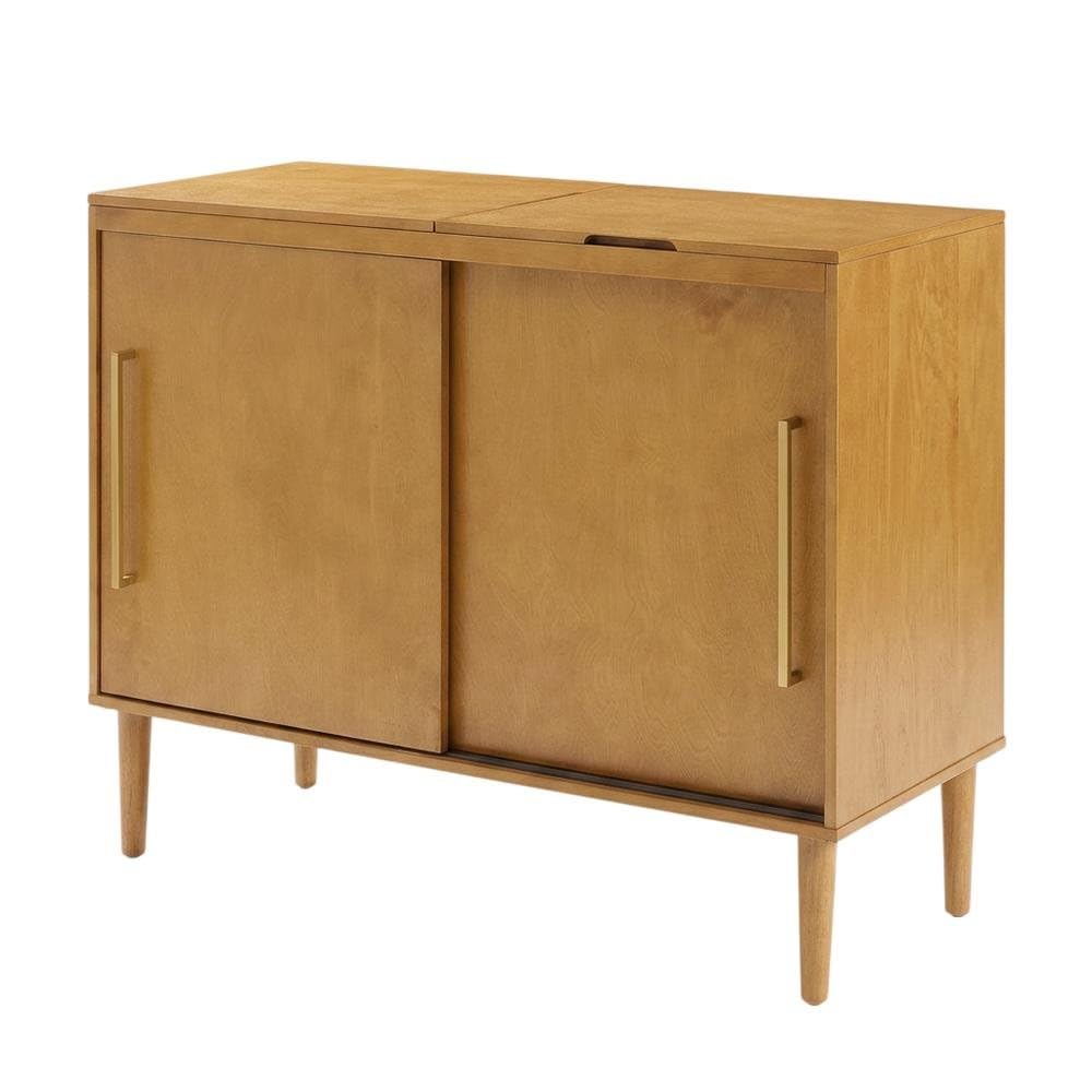 Alt View 3. FurniFact - Brown Large Record Player Cabinet - Acorn.