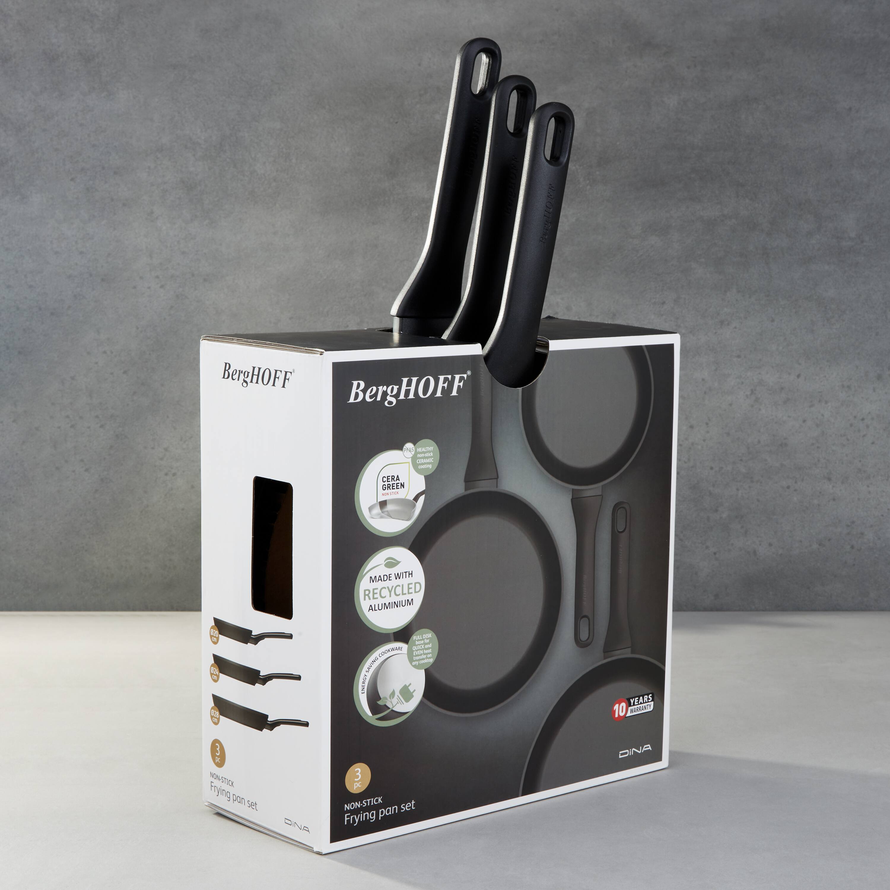 BergHOFF P - CERA GREEN | MADE WITH RECYCLED ALUMINIUM | 10 YEARS WARRANTY | NON-STICK Frying pan set