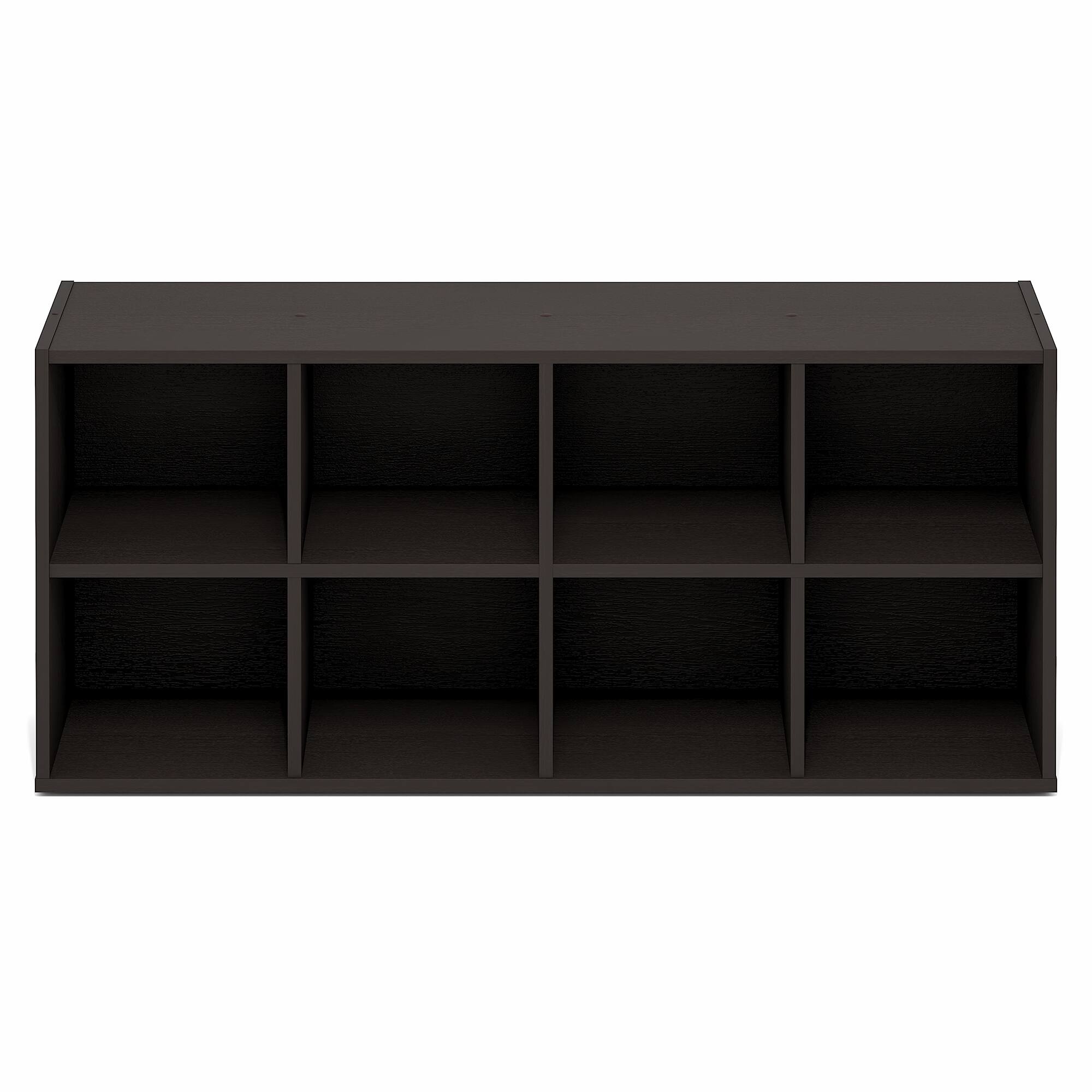 Alt View 5. Furinno - FANO Stackable Shoe Storage, Shoe Rack, 8-Cube Shoe Organizer, for Closet Entryway, Office, Garage - Black Dark Oak.
