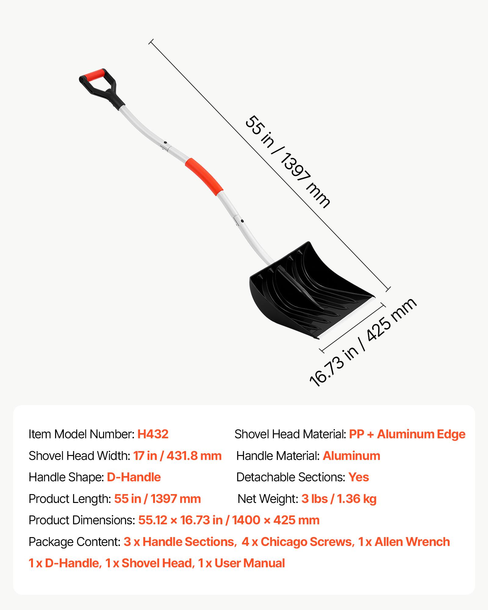 VEVOR Snow Shovel for Driveway 17