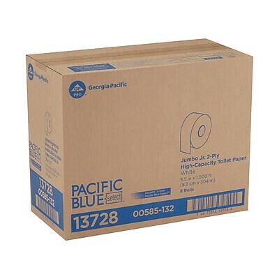 Georgia-Pacific PRO  
Jumbo Jr. 2-Ply Paper Toilet High-Capacity White  
3.5 in x 1000 ft (8.6 cm x 304 m)  
8 Rolls  
PACIFIC BLUE  
13728  
00585-132