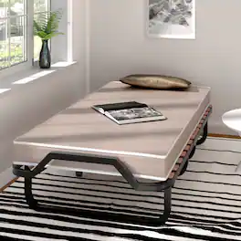 Costway - Folding Bed Rollaway Guest Bed w/ Memory Foam Sturdy Metal Frame & Foam Mattress Living Room Guest Room Office - Black