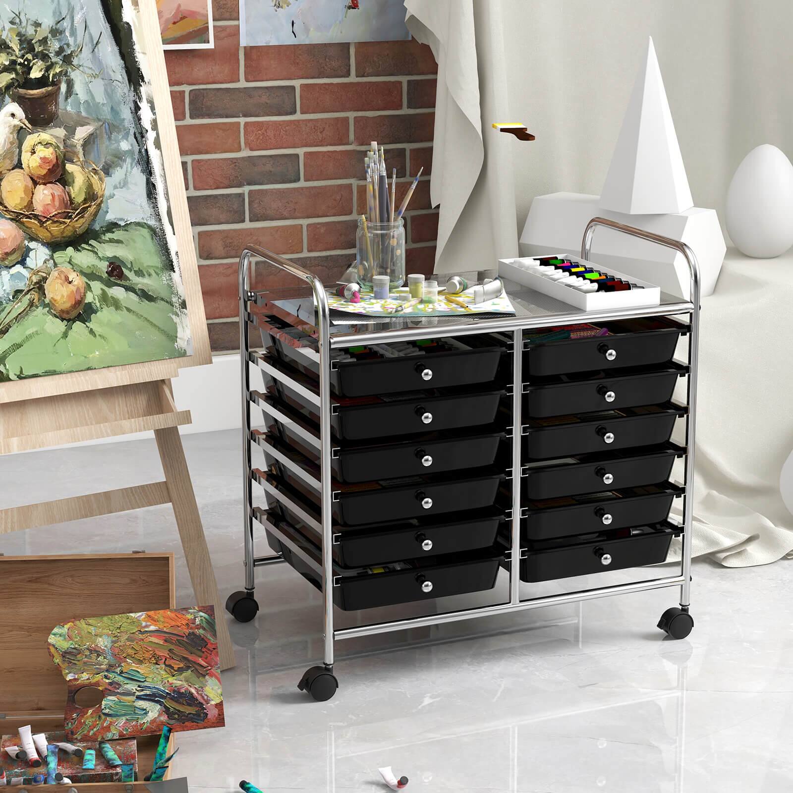 Alt View 5. Costway - Costway 12 Drawers Rolling Cart Storage Scrapbook Paper Studio Organizer Bins - Black.