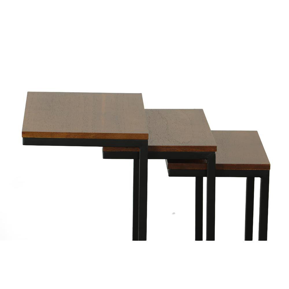 Angle. Carolina Chair & Table - Addison Nesting Table Set - Chestnut Top - Black Base - Chestnut, Black.