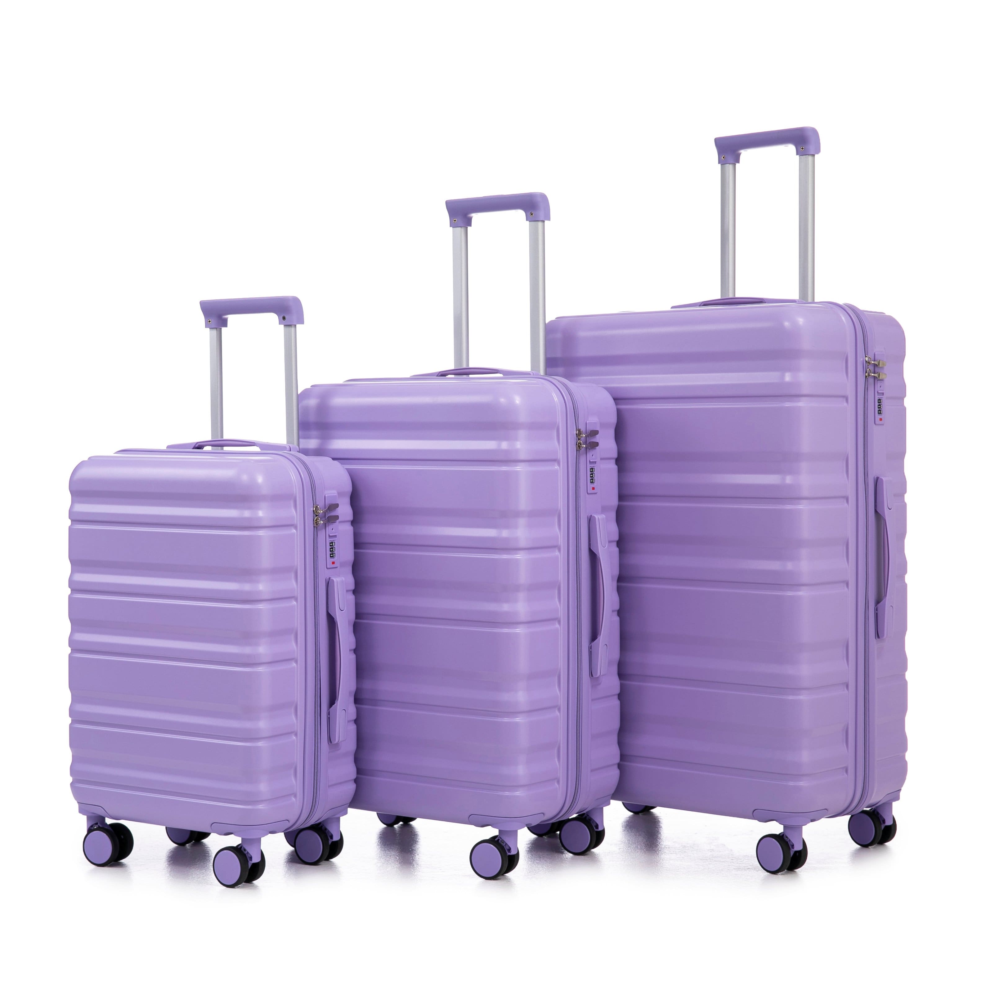 LOVMOR - 3-Piece ABS Luggage Set 20/24/28" Spinner Combination Lock Purple - Blue+Purple